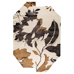 "Sangria" Contemporary Odd Shape Rug in Himalayan Wool & Silk