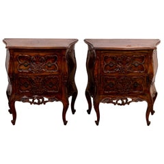 Pair Italian One Door One Drawer End Tables