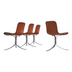 Poul Kjaerholm Pk9 Chairs Cognac Ekc Denmark 1960