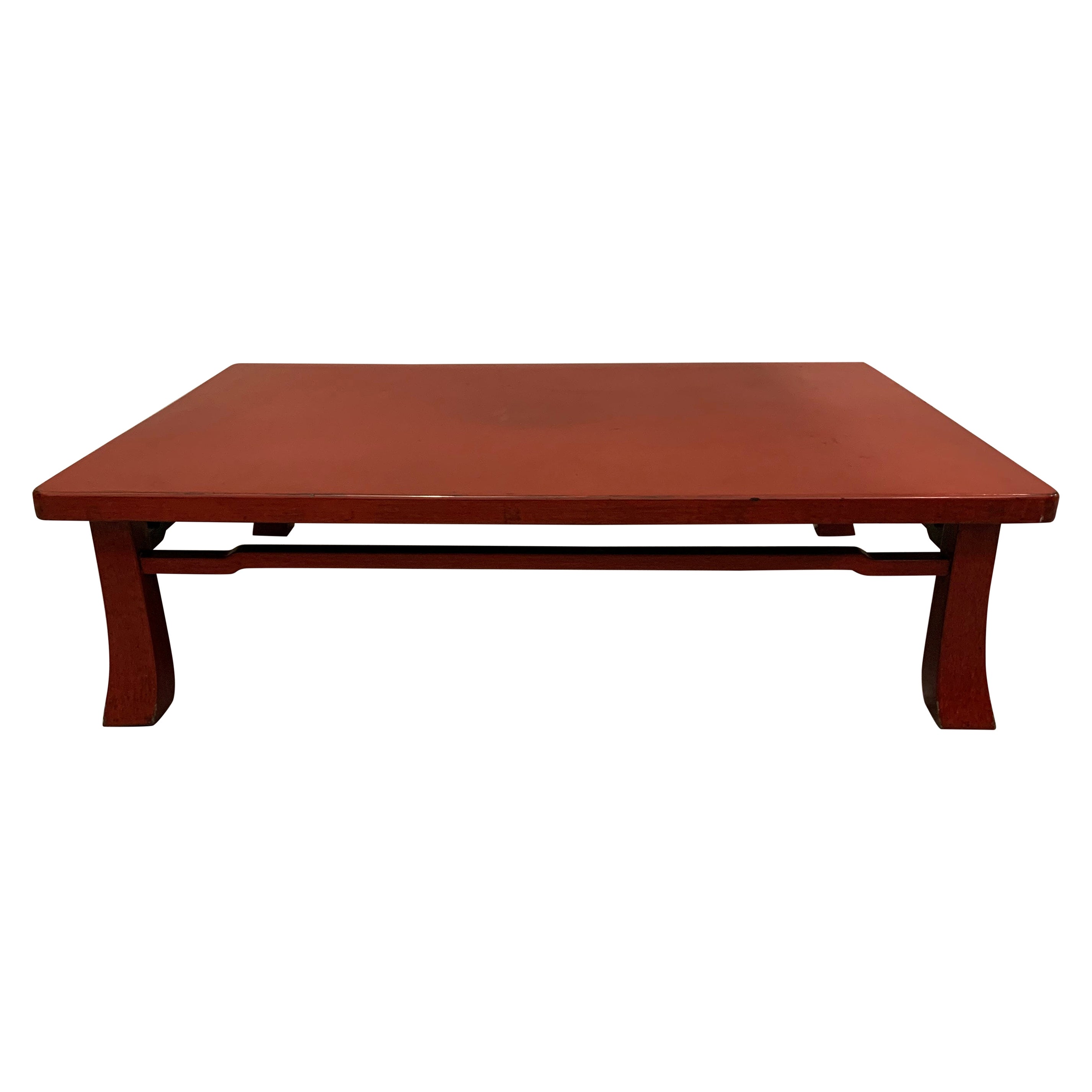 1920s Japanese Oriental Red Negora Lacquered Rectangular Coffee Table  For Sale