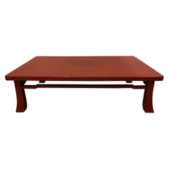 1920s Japanese Oriental Red Negora Lacquered Rectangular Coffee Table 