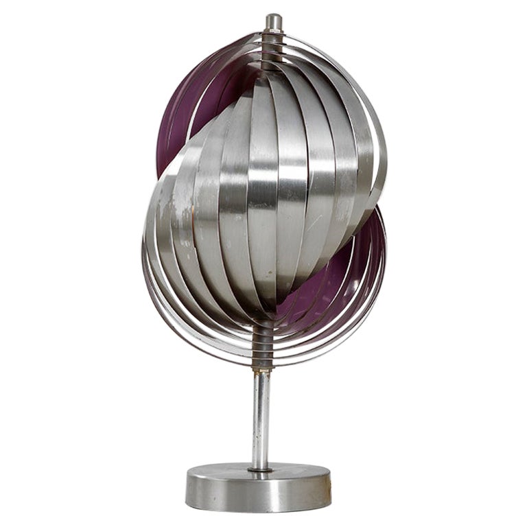 20th Century Henri Mathieu Table Lamp Mod. Spirales Cinétiques in Aluminium '60s