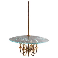 Vintage Midcentury Chandelier Designed by Pietro Chiesa, Italy, 1940s