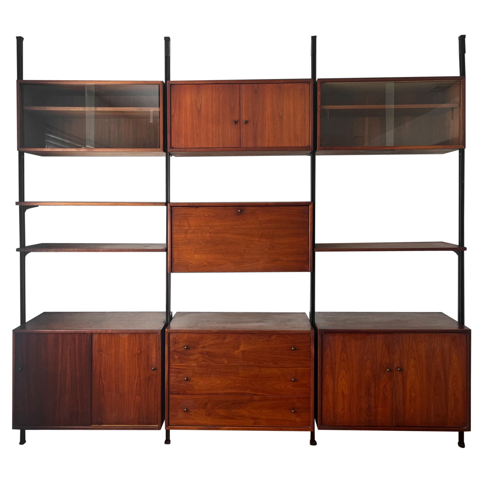 Omni Style Wall Unit Room Divider in Teak After George Nelson, Usa, circa 1960s