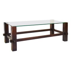 20th Century Fontana Arte Coffee Table Model 2461 in Wood and Glass