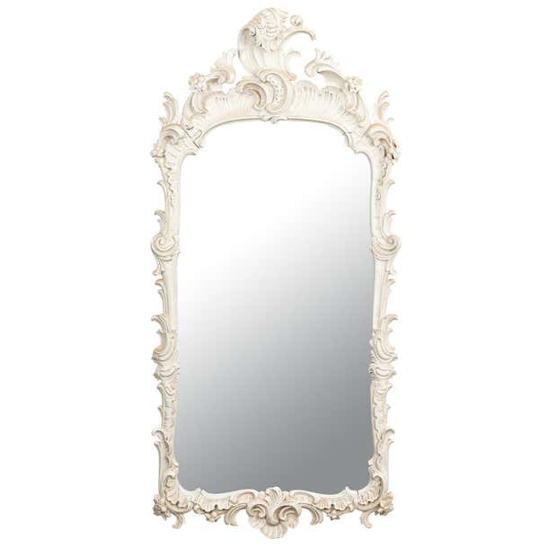 French Painted Rococo Style Mirror For Sale at 1stDibs