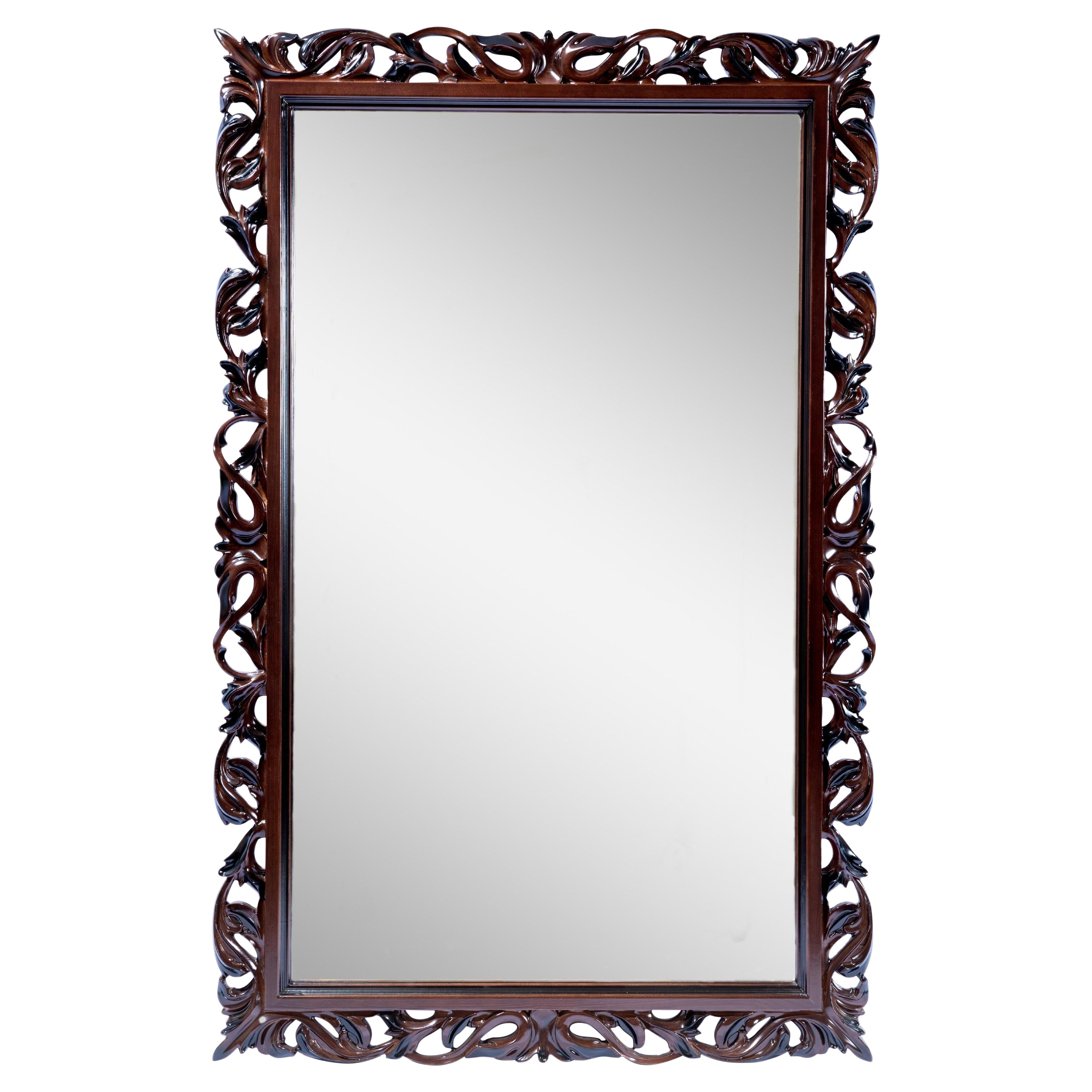 Brown Finish Cherry Accent Mirror For Sale