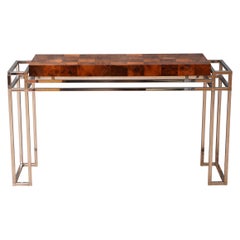 Vintage Aldo Tura in the stile Chrome and Wood Console Table, 1970