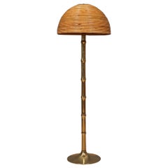 Vintage MidCentury Brass and Bamboo Floor Lamp, 1990