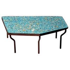 Handcrafted Felix Muhrhofer Terrazzo Coffee Table "Prince Diana" in Turquoise