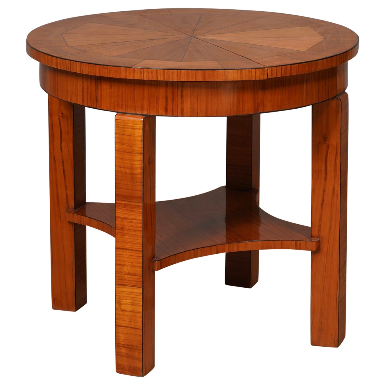 MidCentury Round Cherry Wood Game Side Table, 1950 For Sale