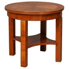 MidCentury Round Cherry Wood Game Side Table, 1950