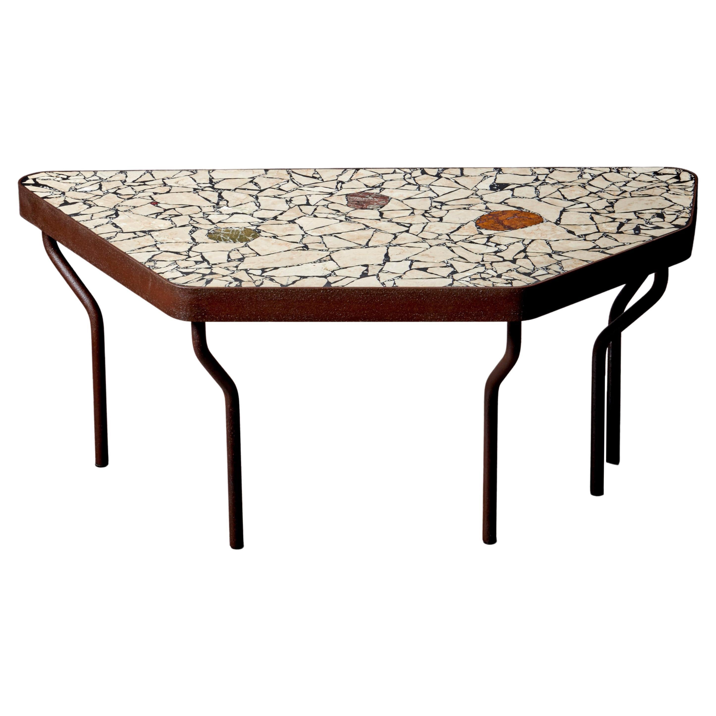 Handcrafted Terrazzo Coffee Table Beige "Prince Stephanie" by Felix Muhrhofer For Sale