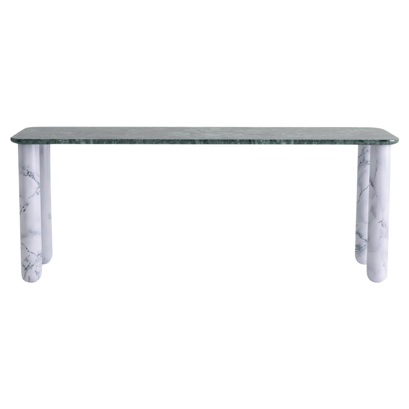 Large Green and White Marble "Sunday" Dining Table, Jean-Baptiste Souletie For Sale