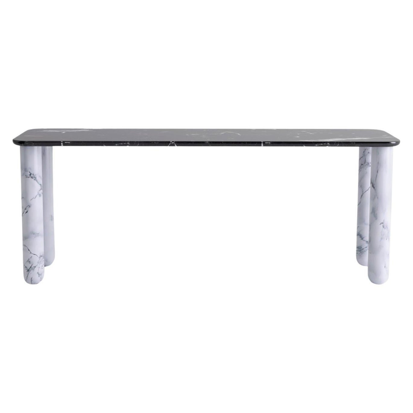 Large Black and White Marble "Sunday" Dining Table, Jean-Baptiste Souletie