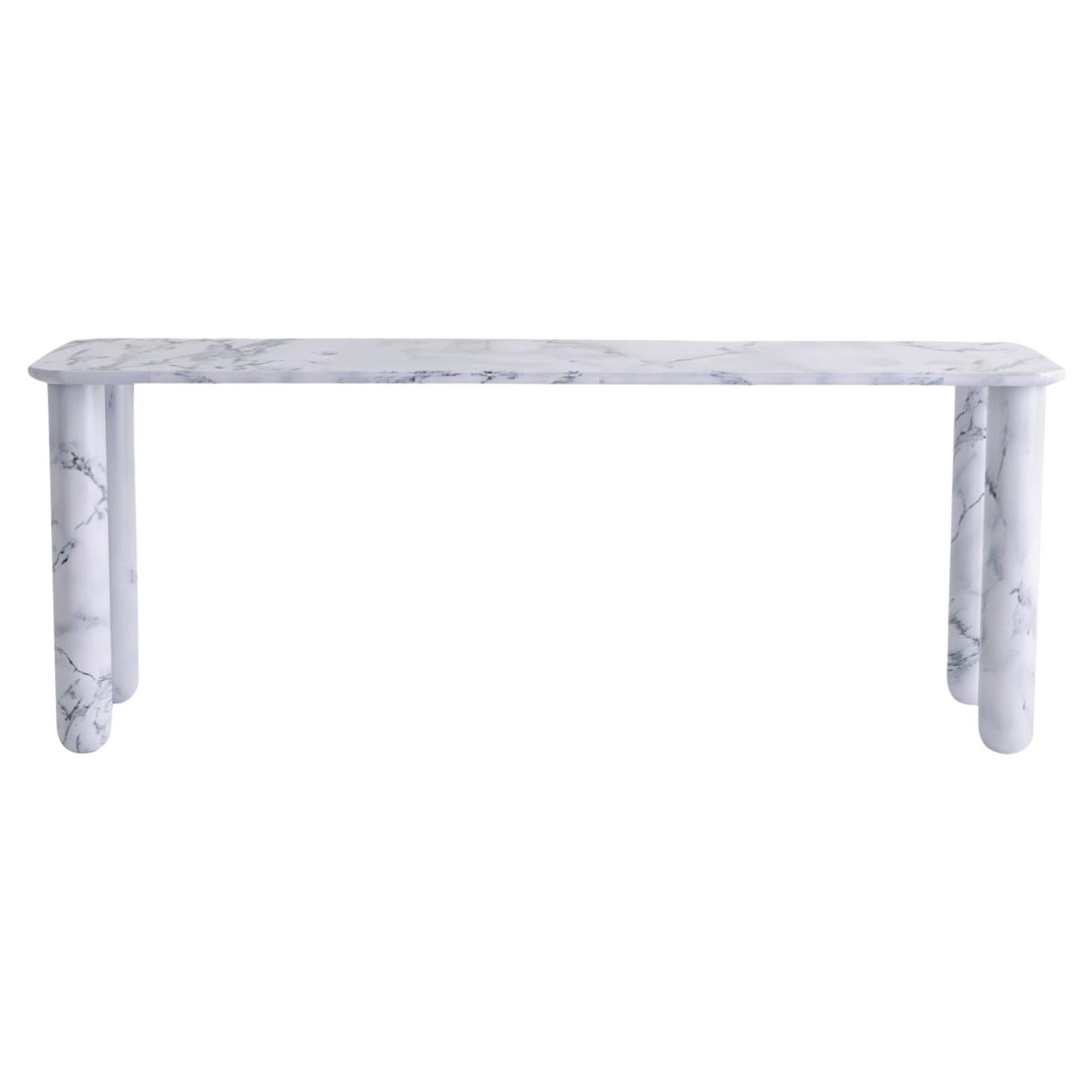 Large White Marble "Sunday" Dining Table, Jean-Baptiste Souletie For Sale