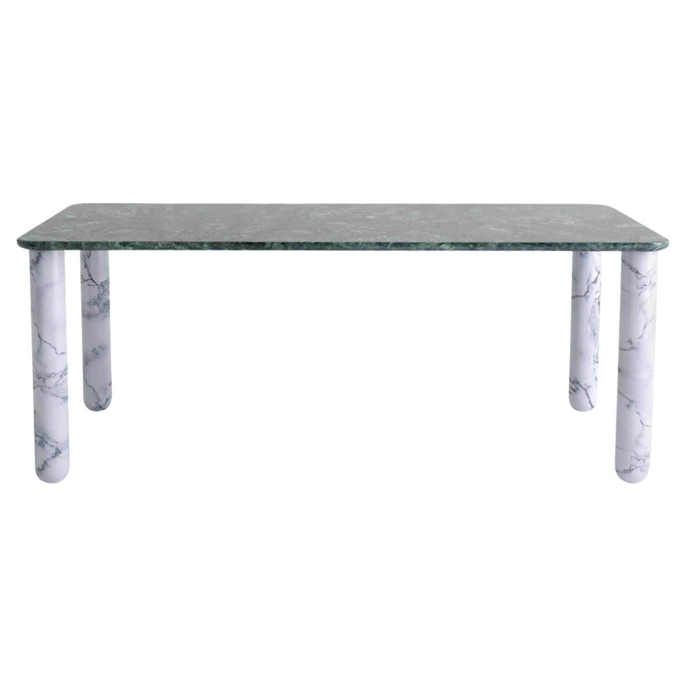 Green and White Marble "Sunday" Dining Table, Jean-Baptiste Souletie For Sale