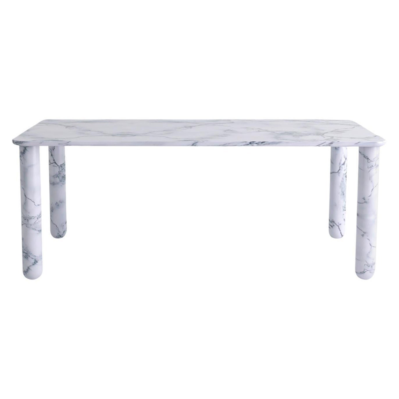 X Large White Marble "Sunday" Dining Table, Jean-Baptiste Souletie For Sale