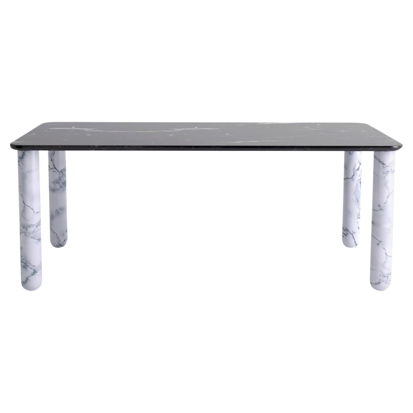 XL Large Black and White Marble "Sunday" Dining Table, Jean-Baptiste Souletie For Sale