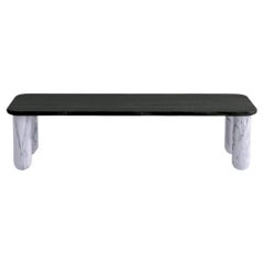 Small Black Wood and White Marble "Sunday" Coffee Table, Jean-Baptiste Souletie