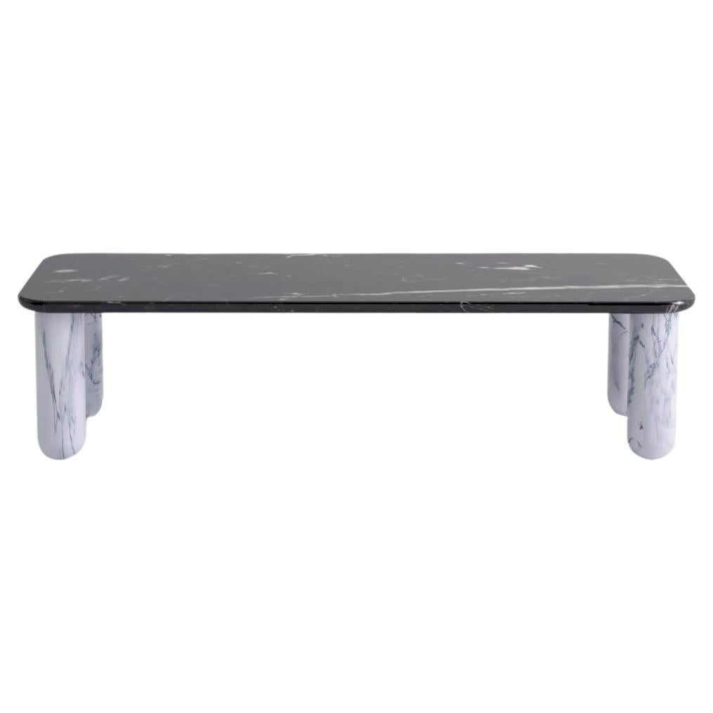 Petite table basse "Sunday" en marbre noir et blanc, Jean-Baptiste Souletie en vente