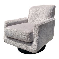 Vintage Mid-Century Modern Swivel Lounge Chair Newly Upholstered in a High End Chenille