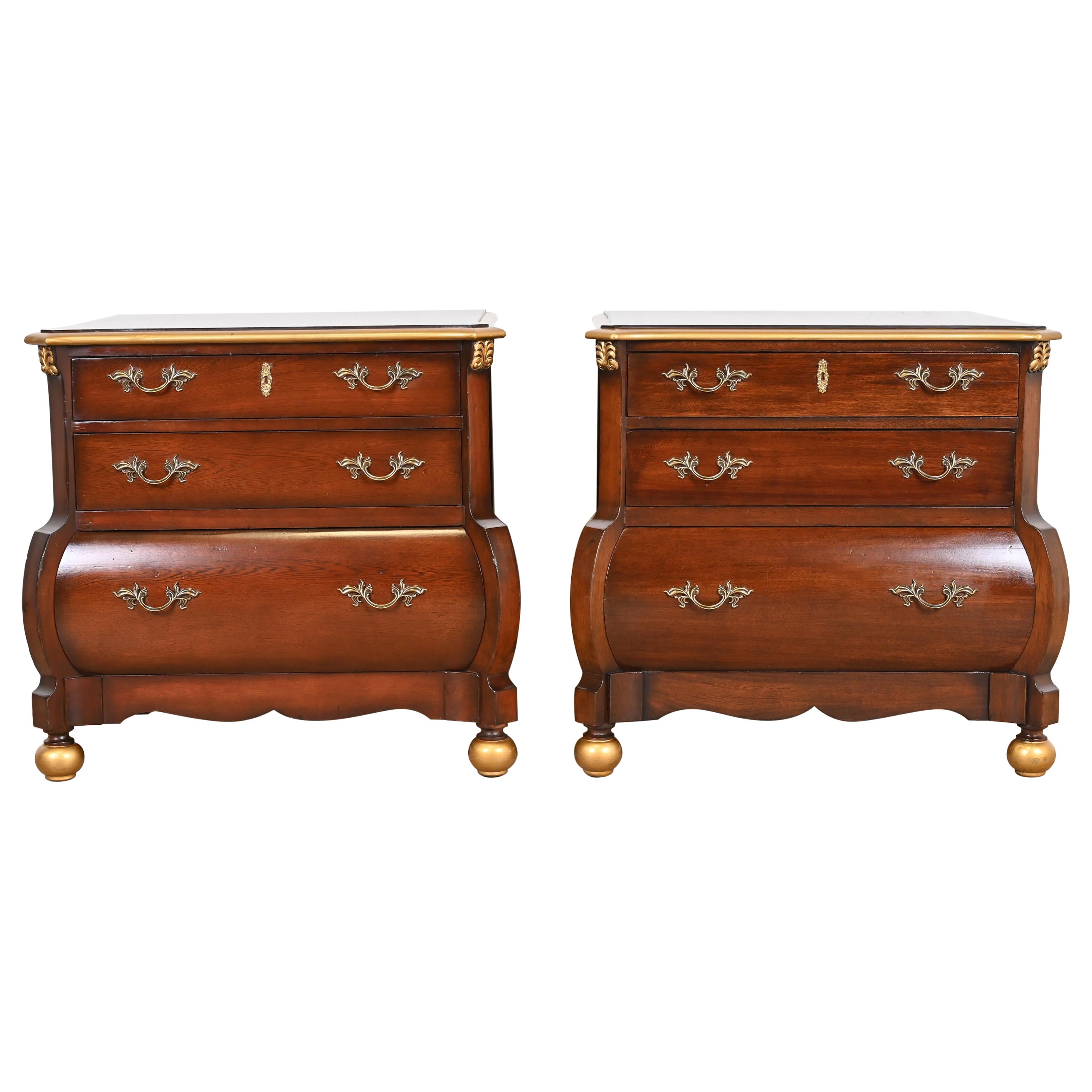 Ralph Lauren Italian Louis XV Mahogany Bombay Form Bedside Chests, Pair For Sale