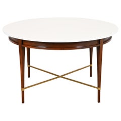 Paul McCobb Irwin Collection Mahogany and Brass Round Dining Table or Game Table