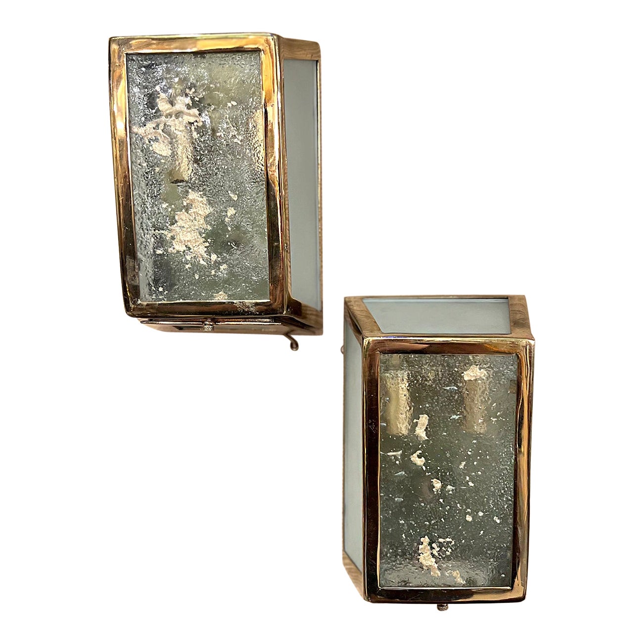 Pair of Moderne Glass Sconces For Sale