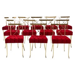 Set of 12 Neoclassical Brass Dining Chairs