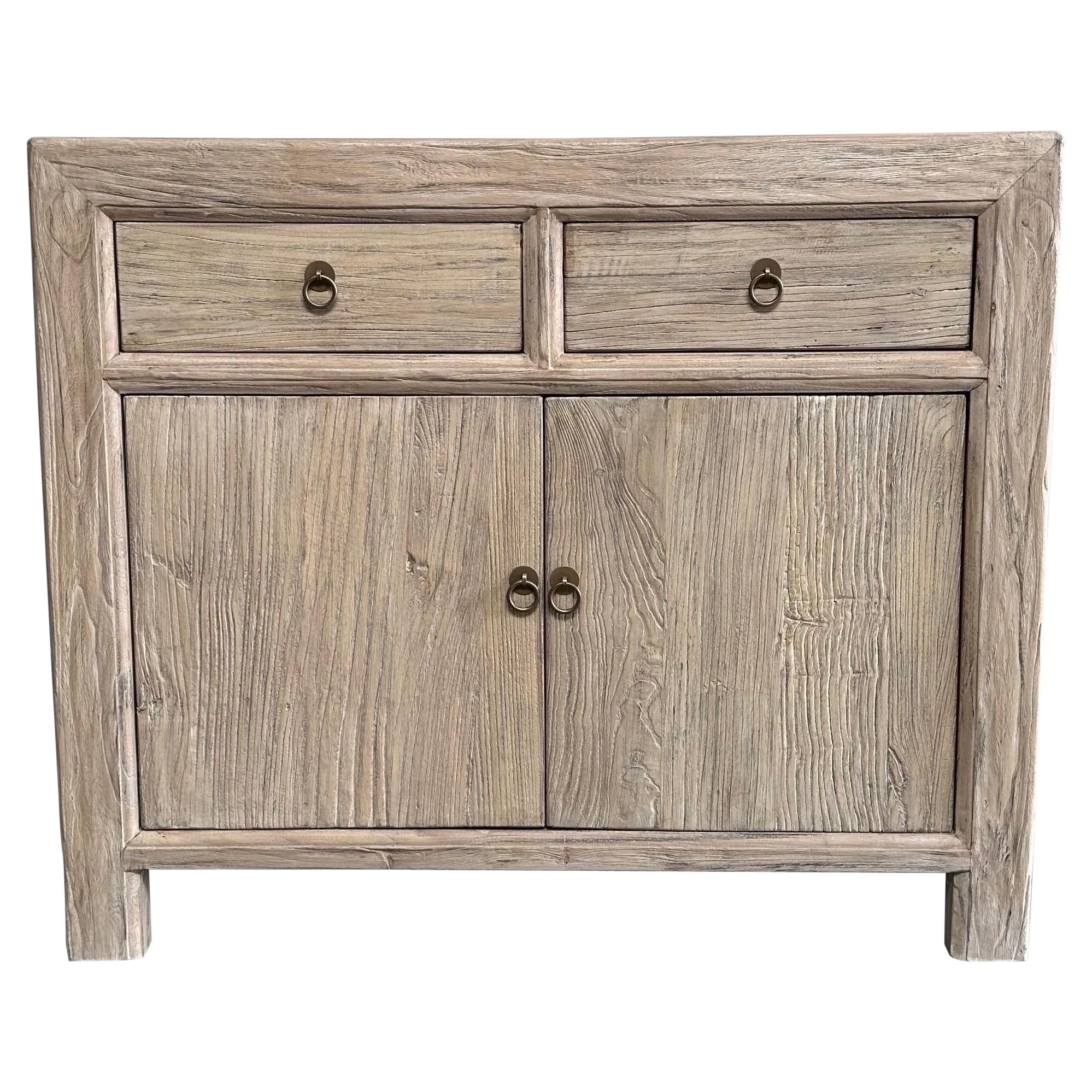Luna Reclaimed Elm Wood Cabinet with Drawers For Sale