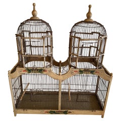 Antique Double Domed Hand Painted Bird Cage
