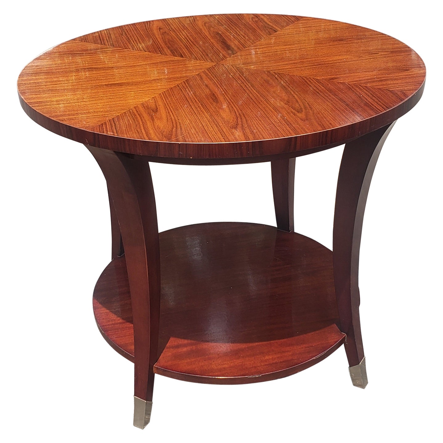 Hickory White Two Tier Round Cherry Side or Center Table For Sale