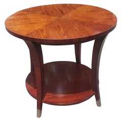 Hickory White Two Tier Round Cherry Side or Center Table