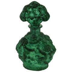 Retro Czech Malachite Glass Perfume Bottle, Ingrid