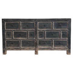 Vintage Style Reclaimed Wood Black Painted Chest of Drawers