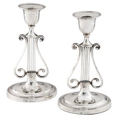 Pair of Hukin and Heath Sterling Silver Candlesticks London, 1894