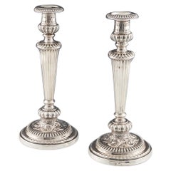 Pair of George IV Sterling Silver Candlesticks Sheffield, 1826