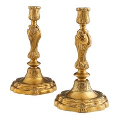 Pair of Ormolu Bronze Candlesticks After Juste-Aurele, Mid 19th Century