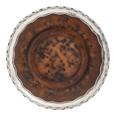 Omar Ramsden Sterling Silver Rim Walnut Dish London, 1927