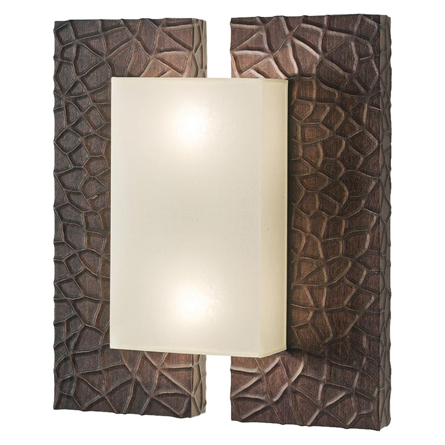 Theba Wall Lamp with Structure in walnut and tortoise shell effect For Sale