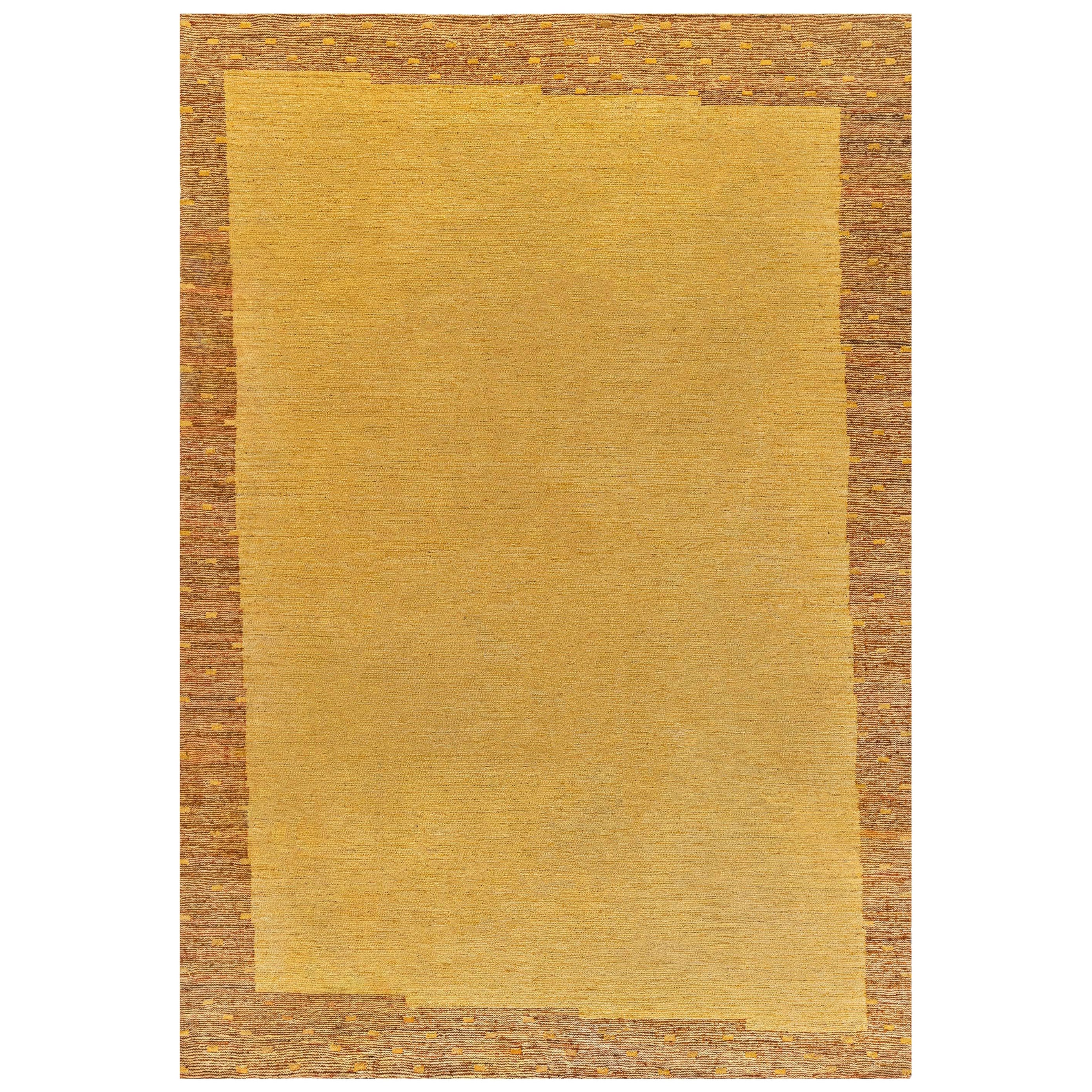Midcentury Swedish Flat Weave Rug in Honey Yellow For Sale at 1stDibs