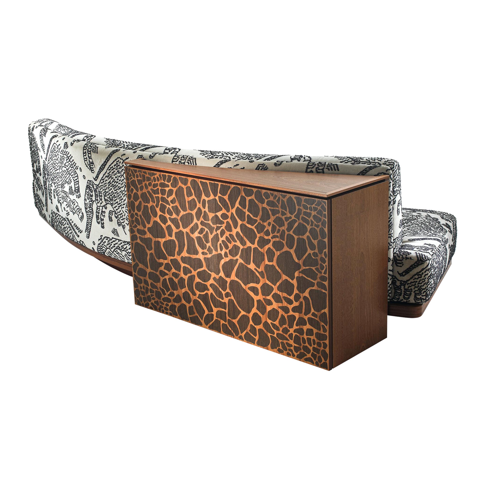 Wild Back Sofa with Inlay Back Cabinet in Plywood For Sale