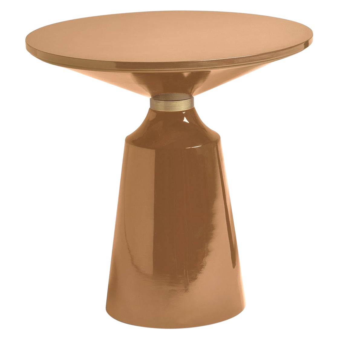 Mercer Lacquered Wooden Small Table with bronzed brass ring For Sale