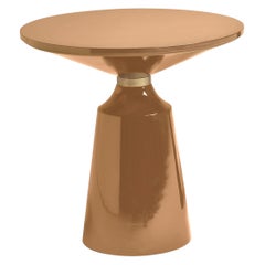 Mercer Lacquered Wooden Small Table with bronzed brass ring
