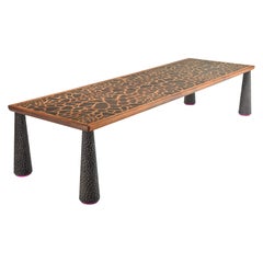 Masai Inlayed Dining table in solid walnut and mahogany - lacquered