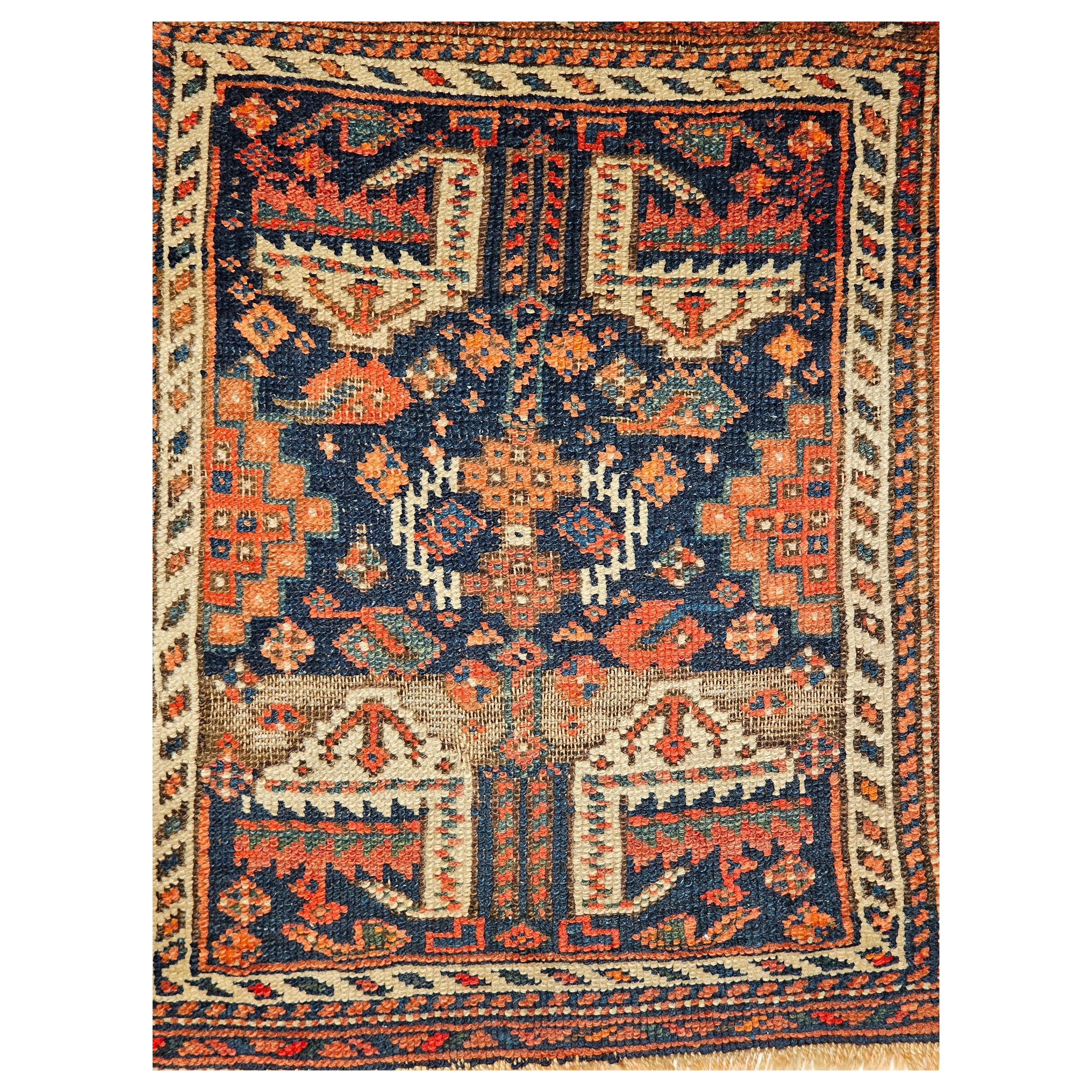 19th Century Persian Afshar Tribal Bagface Used as Nomadic People Wall Art For Sale