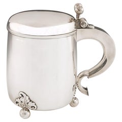 Victorian Sterling Silver Lidded Yard Tankard London, 1870