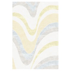 "Wavey Cloud" Contemporary Area Rug in Himalayan Wool and Chinese Silk