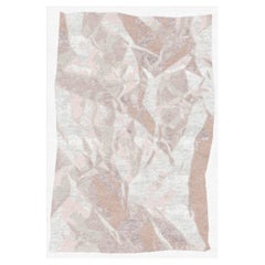 "Parchment Pink" Contemporary Area Rug in Himalayan Wool and Chinese Silk